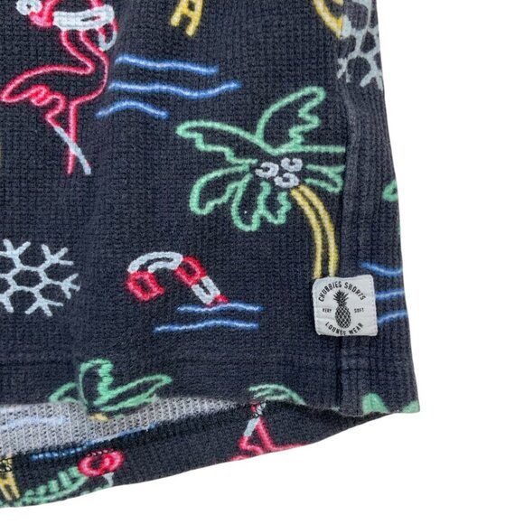 Chubbies Lounge The Candy Cane Lanes Shorts L Black Waffle Knit Tropical Holiday - Picture 3 of 12